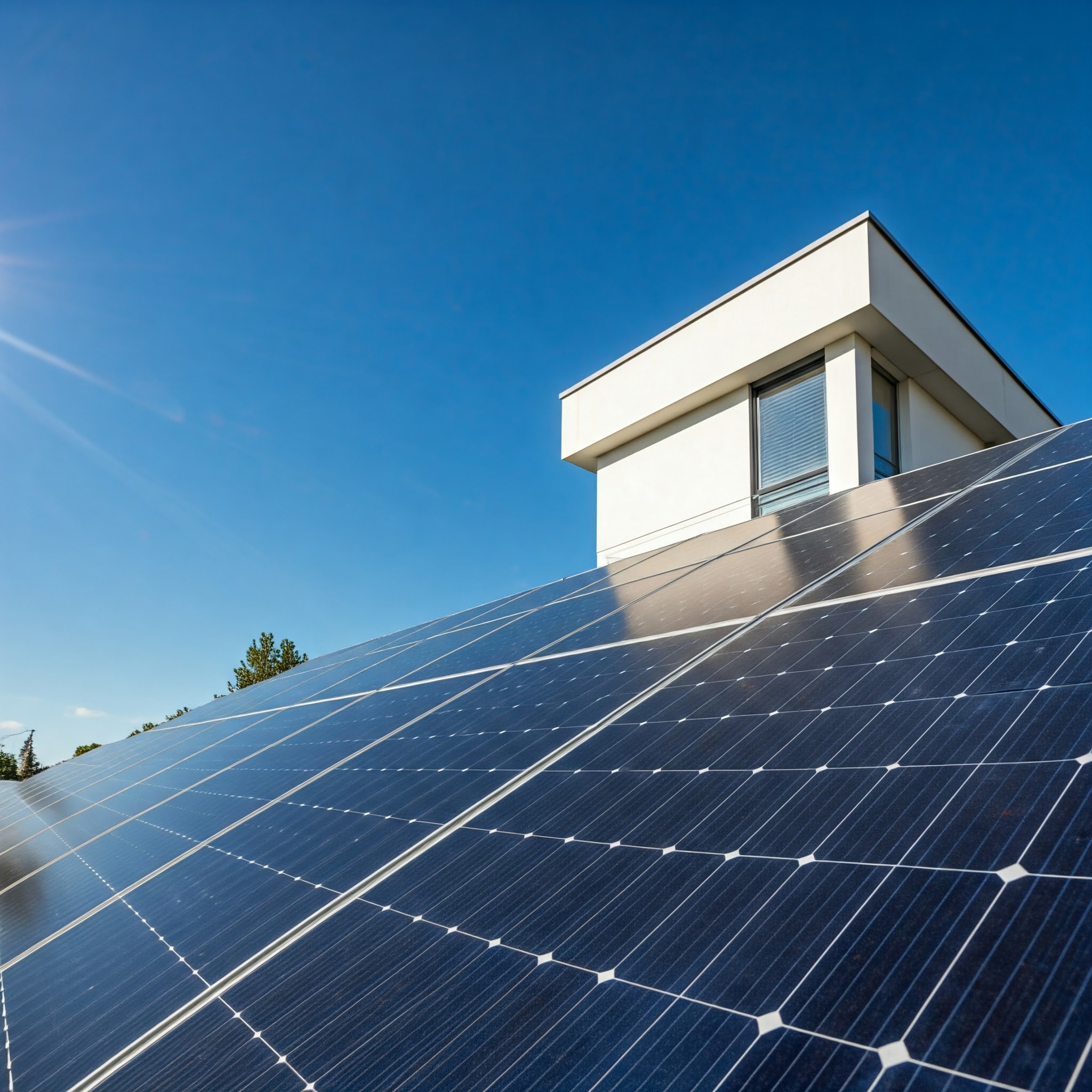 solar-panels-on-modern-home-clear-sky